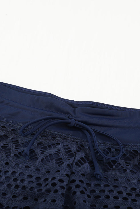 Lace Shorts Attached Swim Bottom
